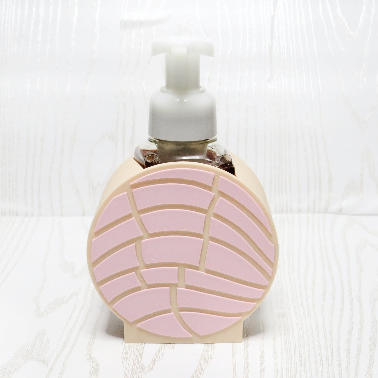 Pink concha foaming soap holder for bath and body works bottle