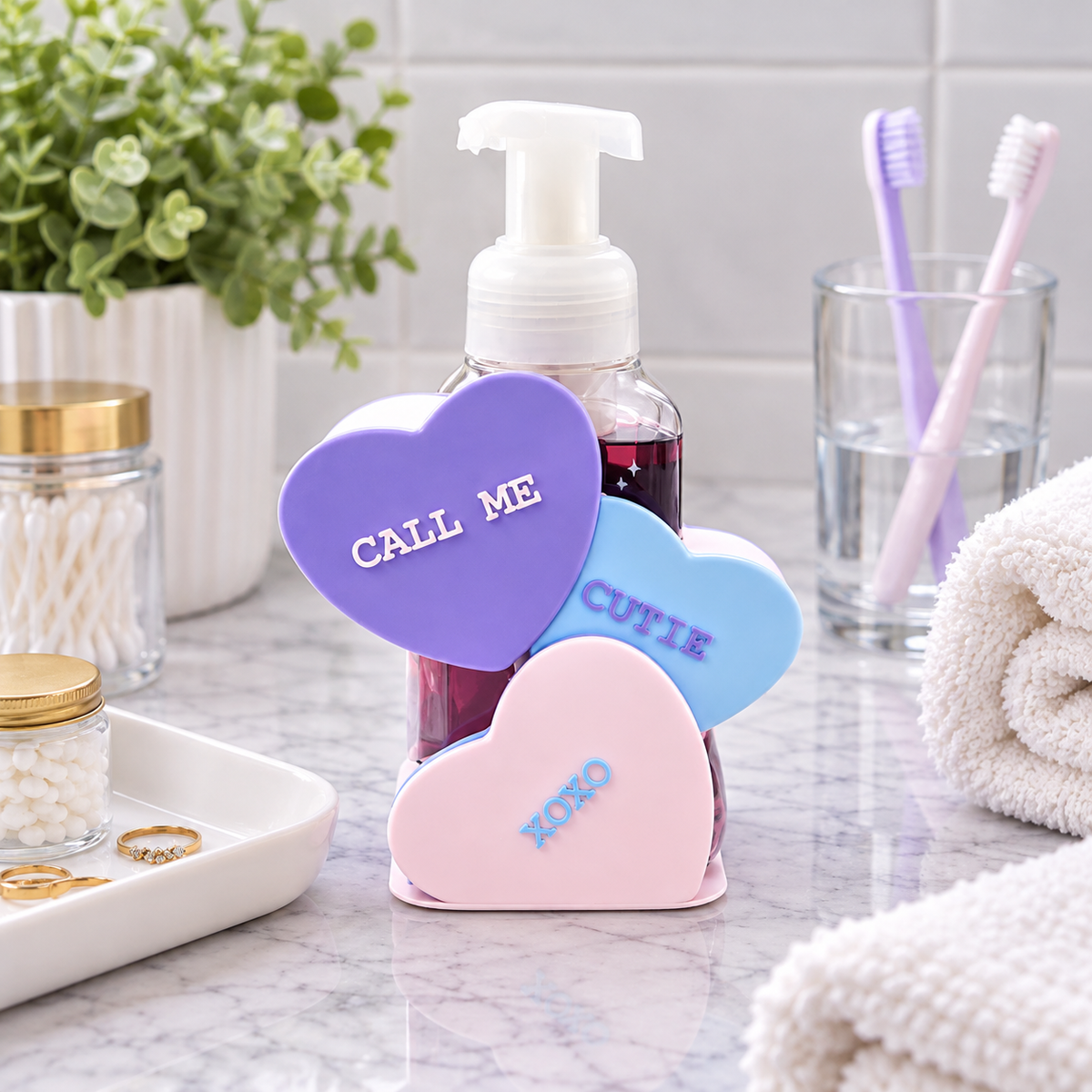 Valentine’s Day Candy Heart Foaming Soap Dispenser Cover