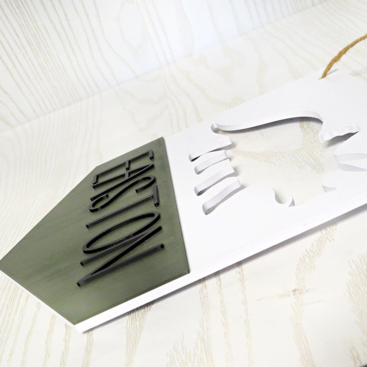 Personalized Dinosaur Name Sign — Custom Triceratops Pendant for Boys Room or Nursery