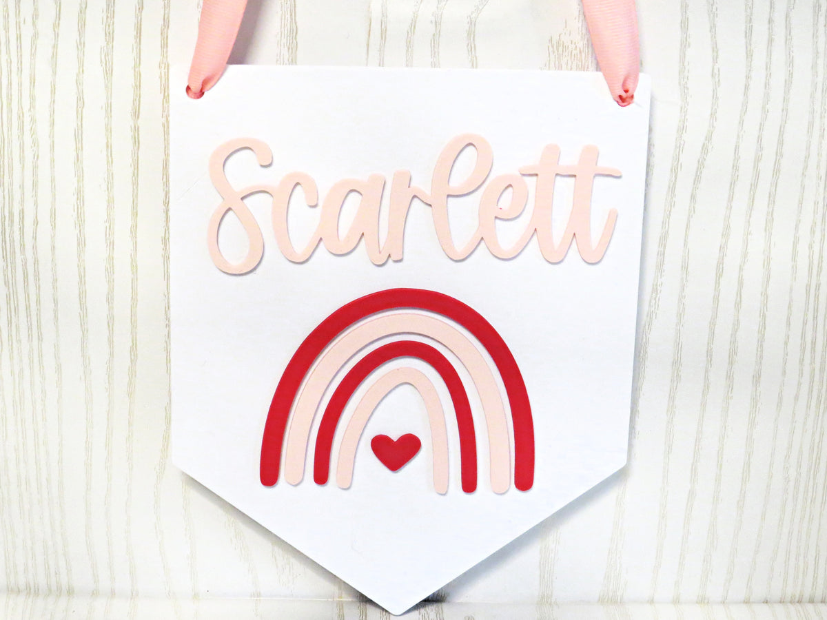 Personalized Rainbow Name Pendant — Custom Wall Hanging Sign for Girls Room or Nursery