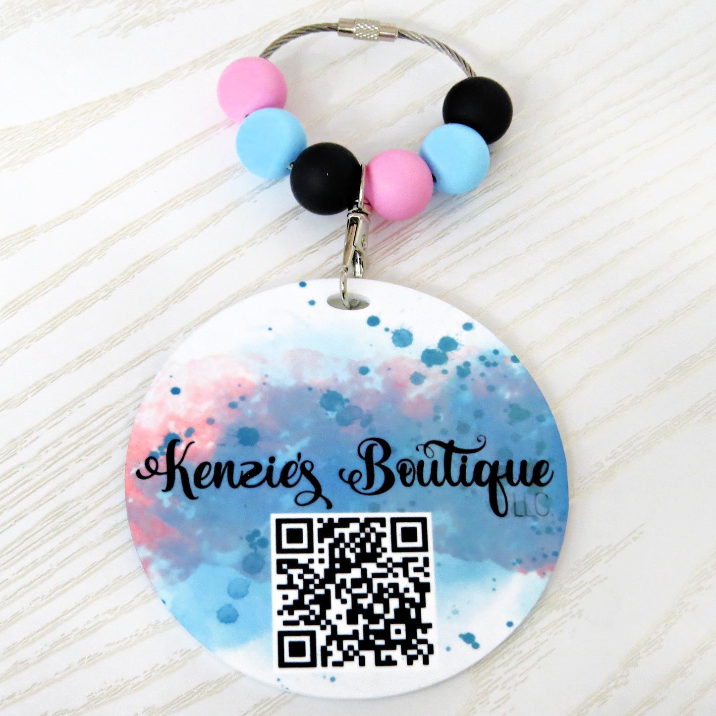 Custom QR Code Portable Sign for Business - Stylish Keychain You Provide Logo & QR Code - Scan to Follow and Order for Your Company