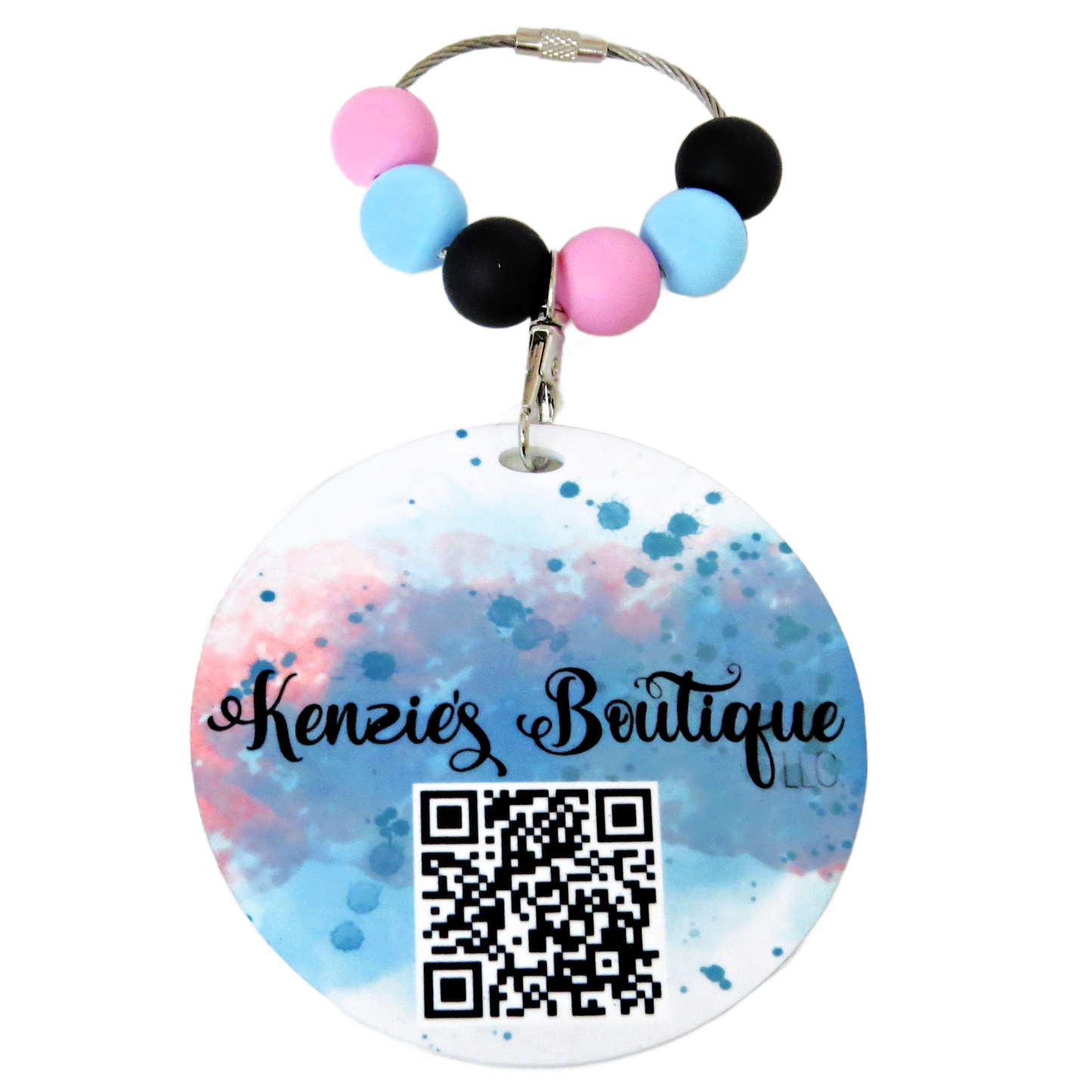 Custom QR Code Portable Sign for Business - Stylish Keychain You Provide Logo & QR Code - Scan to Follow and Order for Your Company