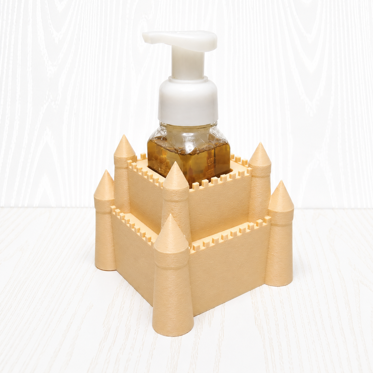 Sandcastle Foaming Soap Bottle Holder – Cute 3D Printed Beach Castle – Bath and Body Works Foaming Soap Dispenser Stand – Coastal Nautical Bathroom Decor – Beach Lover Ocean Theme Gift