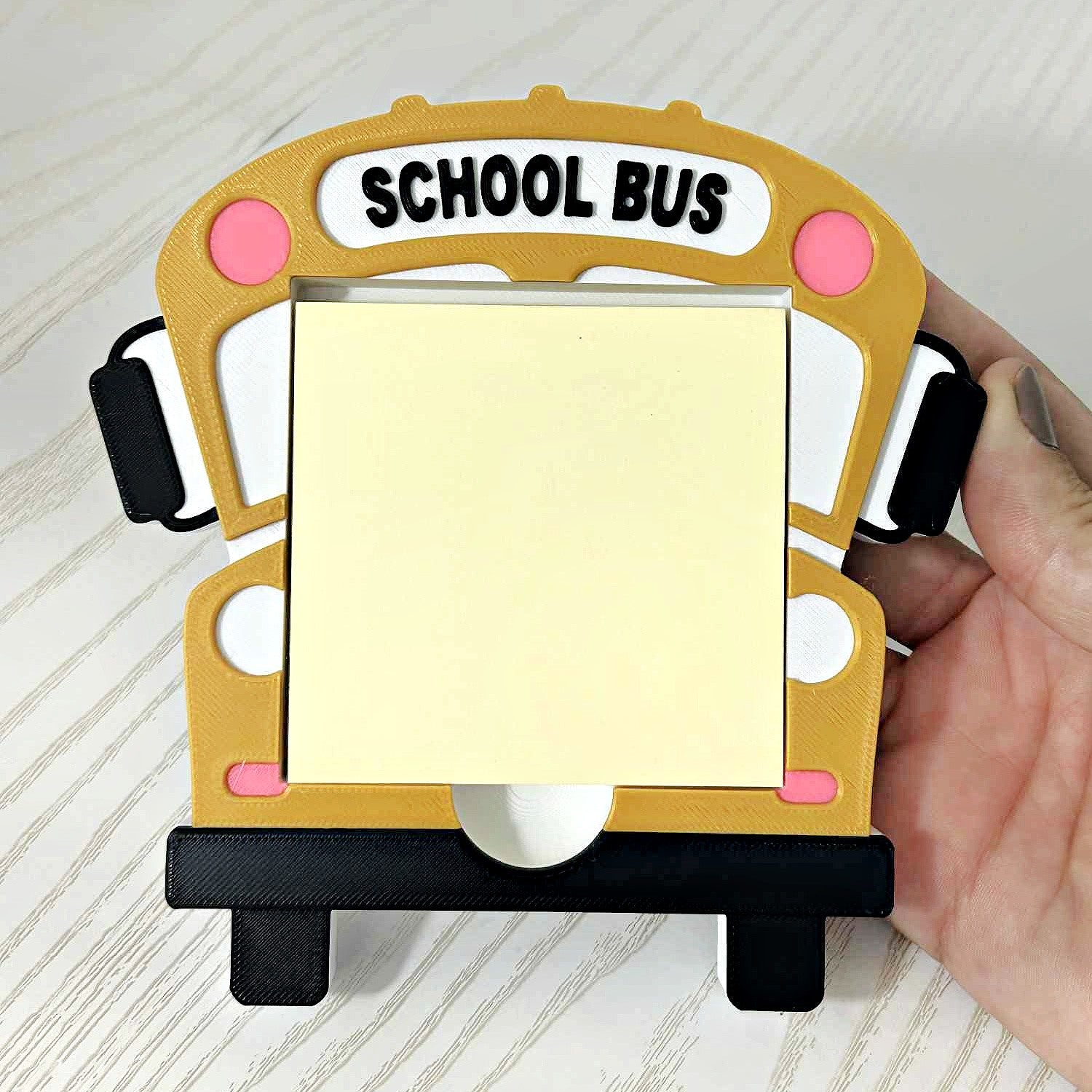 School bus sticky note holder 3d printed teacher gift desk organizer classroom decor
