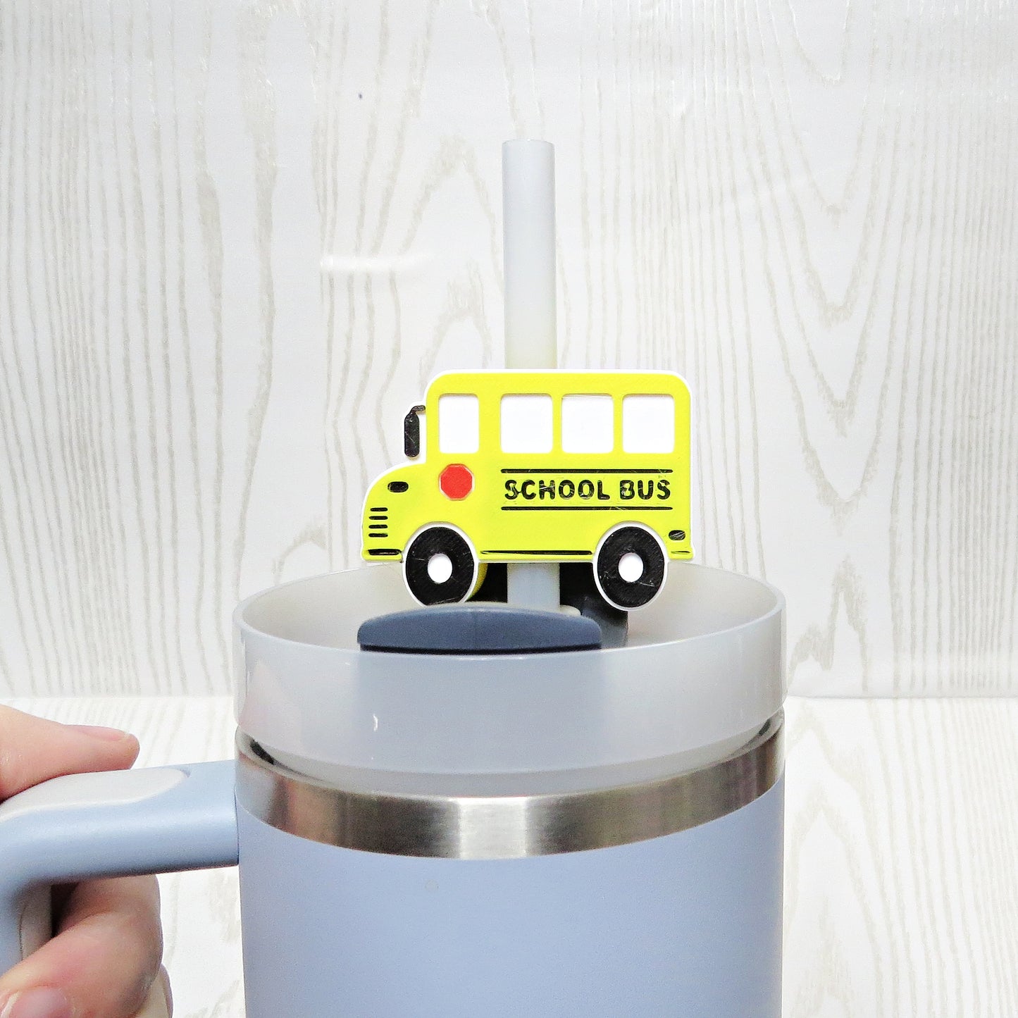 school-bus-straw-topper-yellow-silicone-back-to-school-tumbler-accessory-teacher-gift