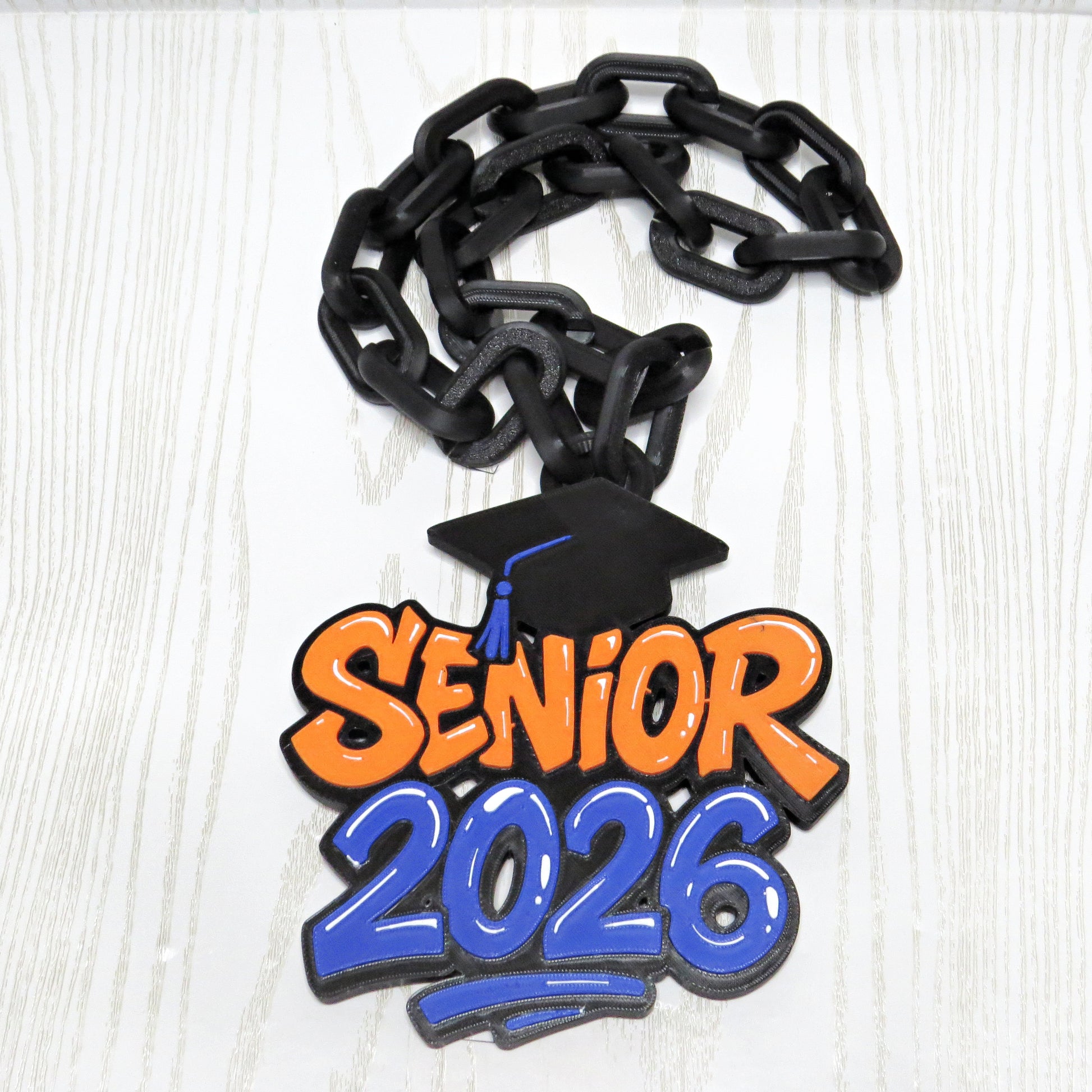 Senior 2026 hype chain custom school color graduation necklace