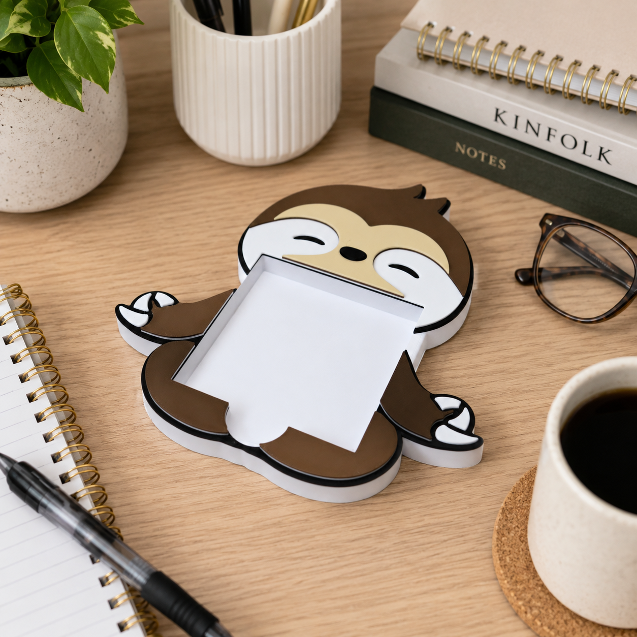 Cute Sloth Sticky Note Holder Desk Organizer - alternate angle view