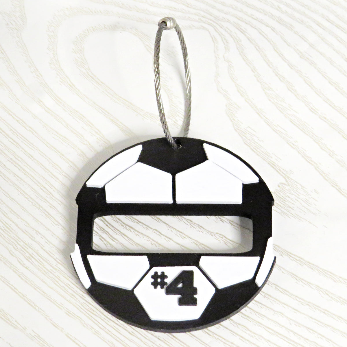 Soccer Ball Hair Tie Bag Tag – 3D Printed Personalized Jersey Number Sports Accessory