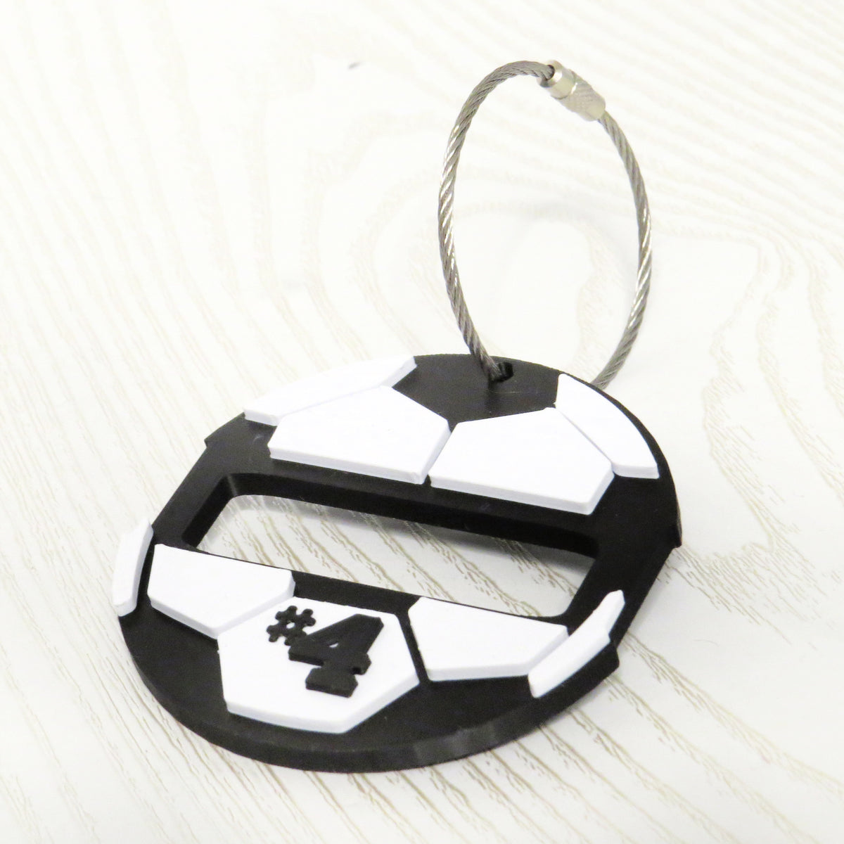 Soccer Ball Hair Tie Bag Tag – 3D Printed Personalized Jersey Number Sports Accessory