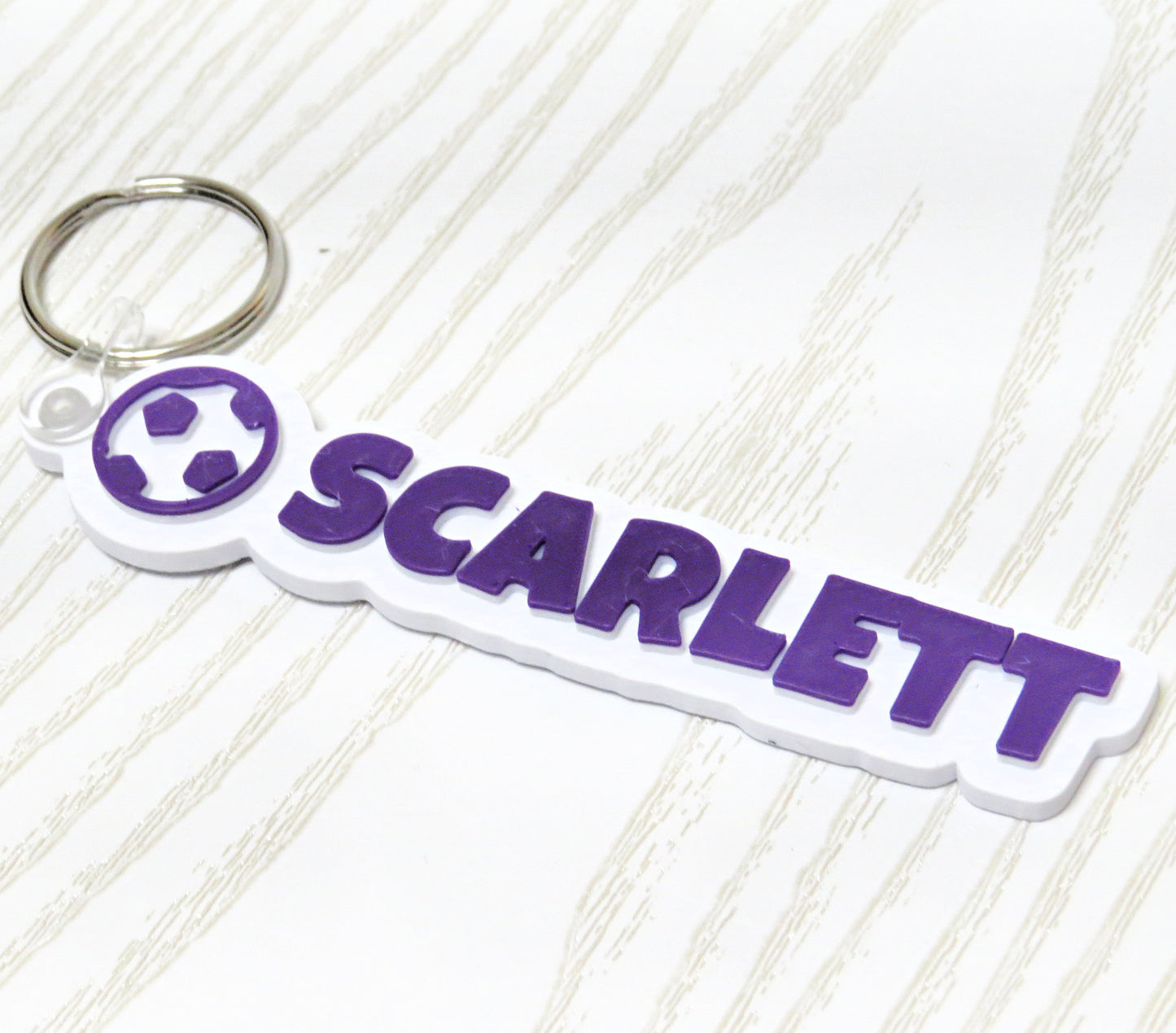 Personalized Soccer Keychain Bag Tag - close-up of design detail