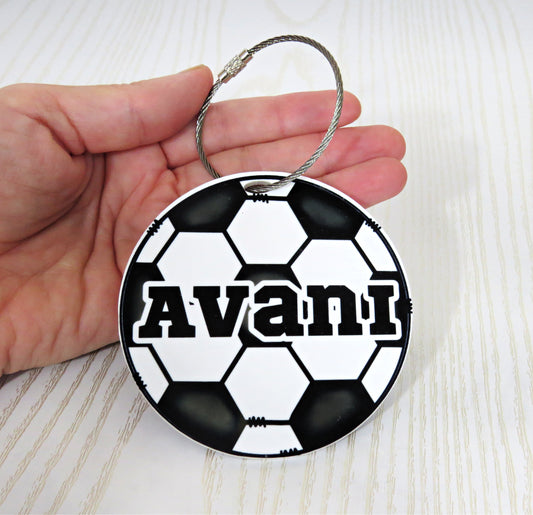 Personalized Soccer Bag Tag – Custom Name Tag for Sports or School Bags