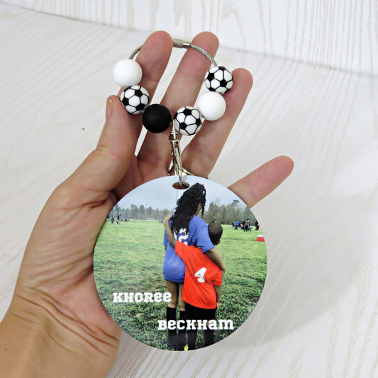 Personalized Soccer Mom Bag Tag with Name for Purse Backpack Sports Bag - Custom Kids Picture Acrylic ID