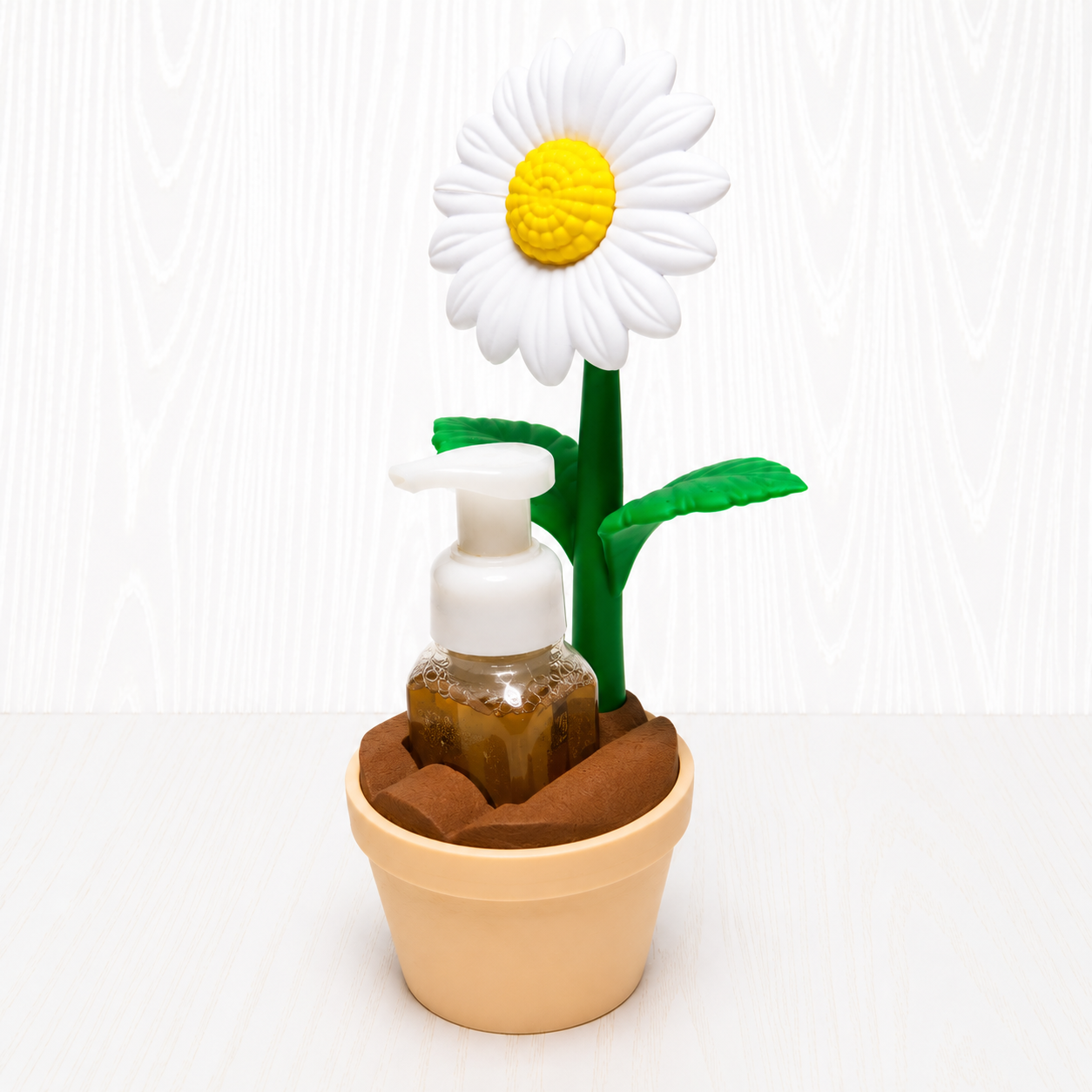 Daisy Flower Pot Foaming Soap Bottle Holder – Cute 3D Printed White Daisy in Terracotta Pot – Bath and Body Works Foaming Soap Dispenser Stand – Spring Floral Botanical Bathroom Kitchen Decor – Flower Garden Lover Gift