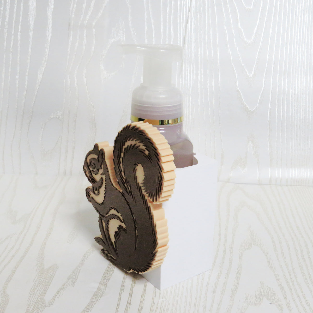Squirrel Foaming Soap Holder — Woodland Animal Fall Bathroom Decor for Bath and Body Works Bottles
