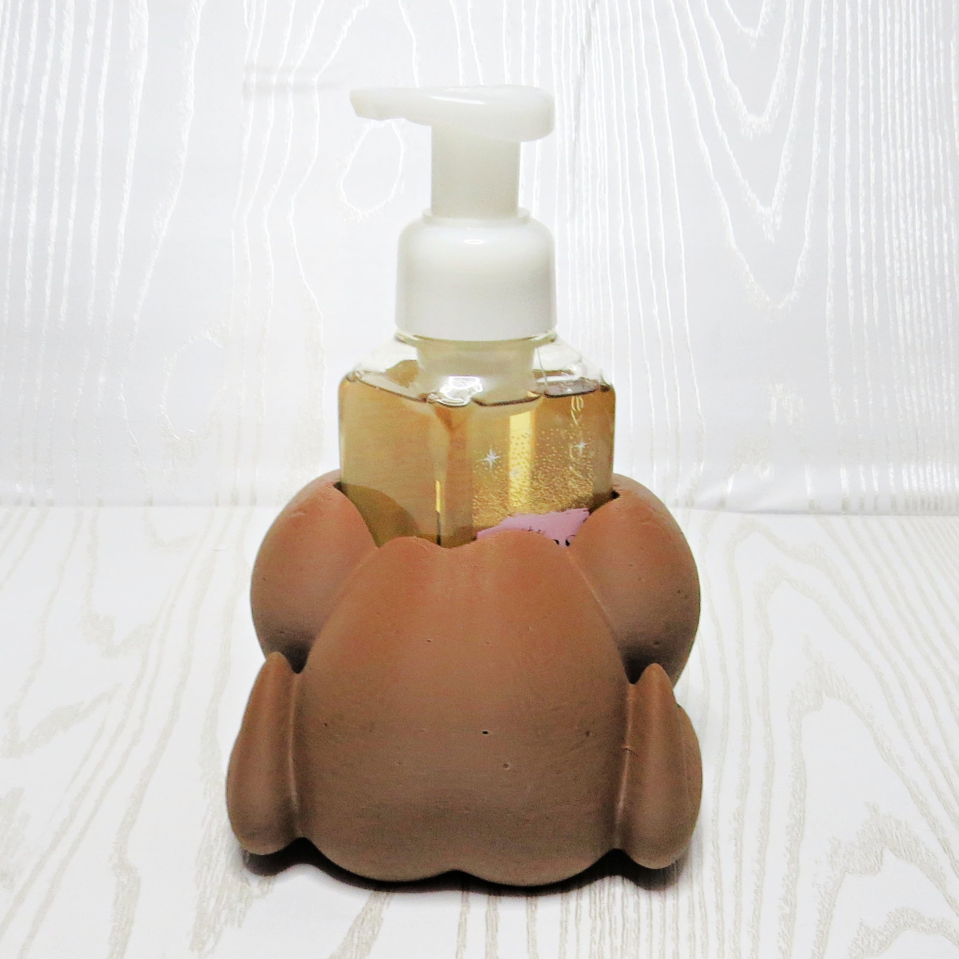 Thanksgiving Turkey Foaming Soap Holder - Fall Kitchen & Bathroom Decor - top view showing pump opening