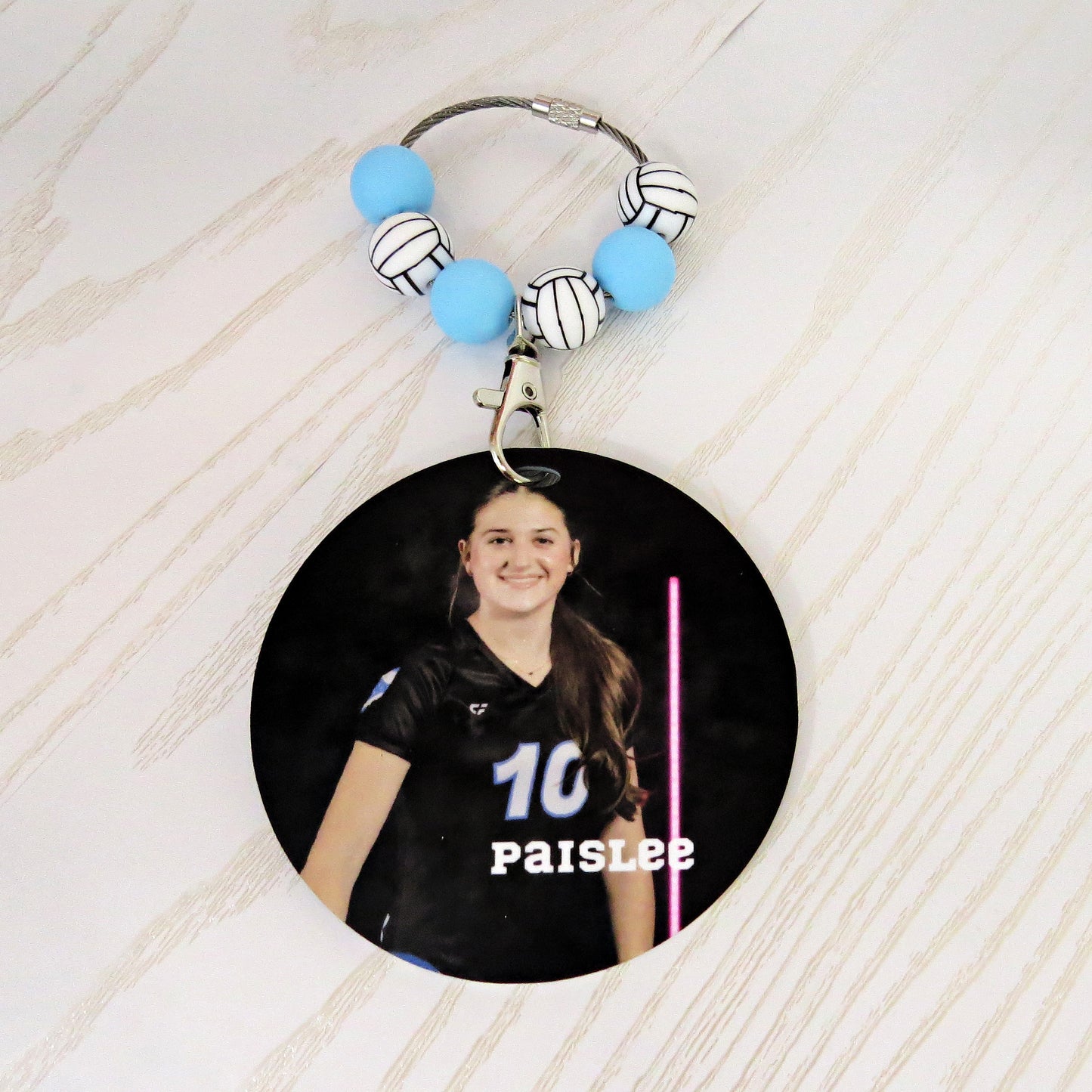 Personalized Volleyball Mom Bag Tag with Name for Purse Backpack Sports Bag - Custom Kids Picture Acrylic ID