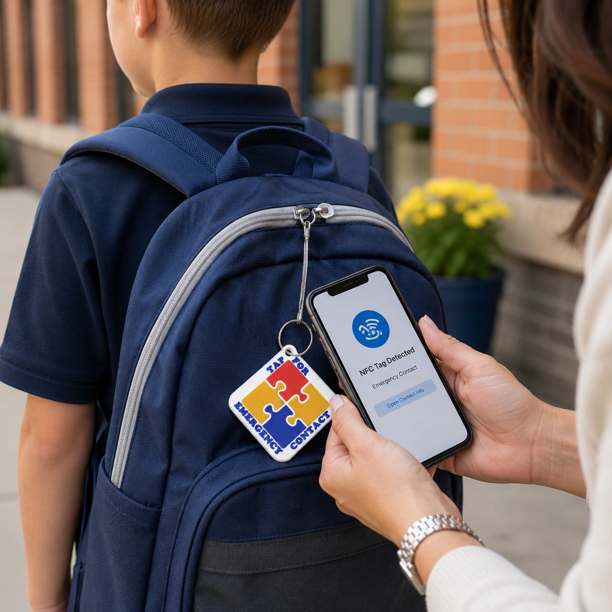 Autism NFC Bag Tag – 3D Printed Emergency Contact Safety Tag with Preloaded Phone Number