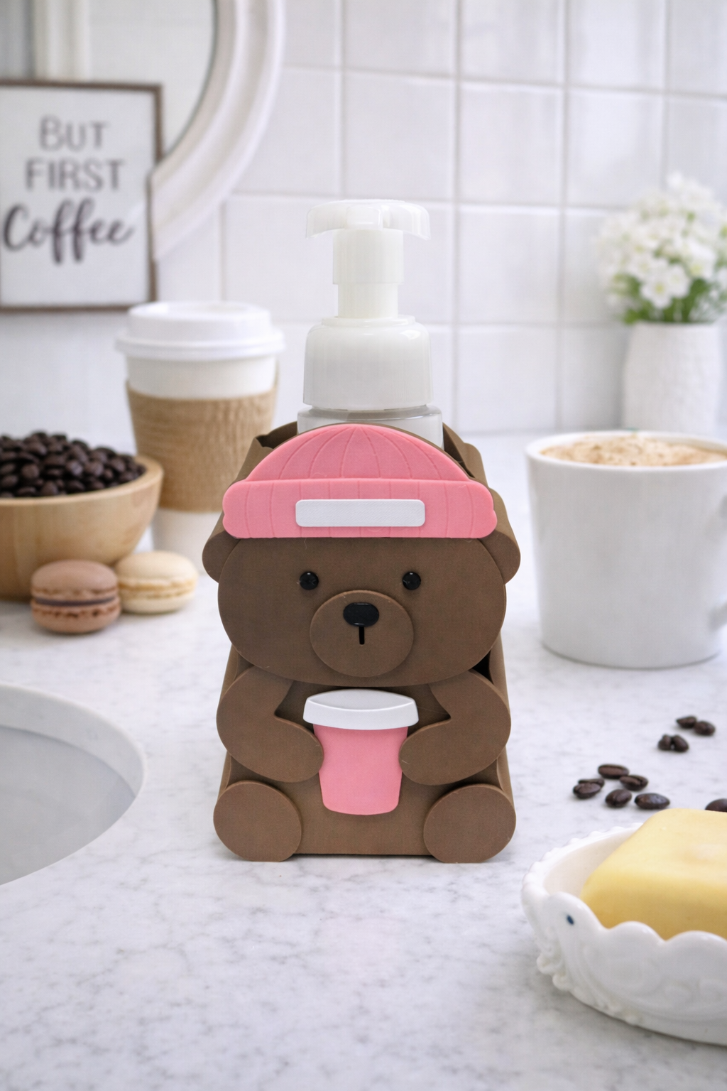 barista-bear-foaming-soap-holder-coffee-themed-bathroom-counter-decor-cute-bear-soap-stand