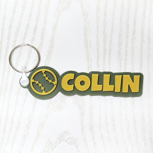 Personalized baseball keychain bag tag custom name 3d printed sports backpack tag custom colors