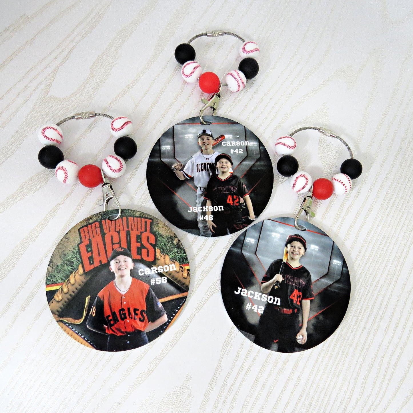 Personalized Baseball Mom Bag Tag with Name for Purse Backpack Sports Bag - Custom Kids Picture Acrylic ID