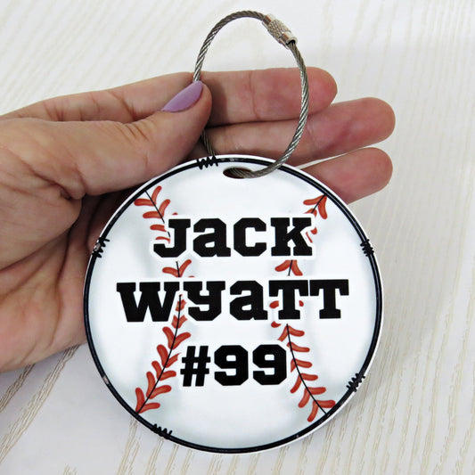 Personalized Baseball Bag Tag with Name for Backpack Sports Bag - Custom Kids Acrylic ID