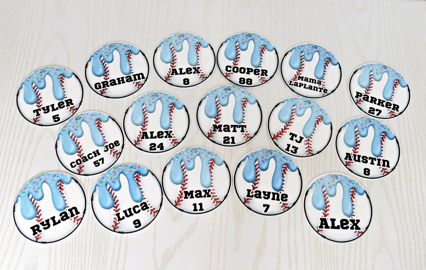 Personalized Baseball Drip Bag Tag with Name for Backpack Sports Bag - Custom Kids Ice Cream with Sprinkles Acrylic ID