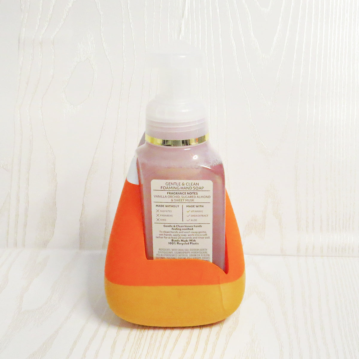 Candy Corn Foaming Soap Holder — Halloween & Fall Bathroom Decor for BBW Bottles