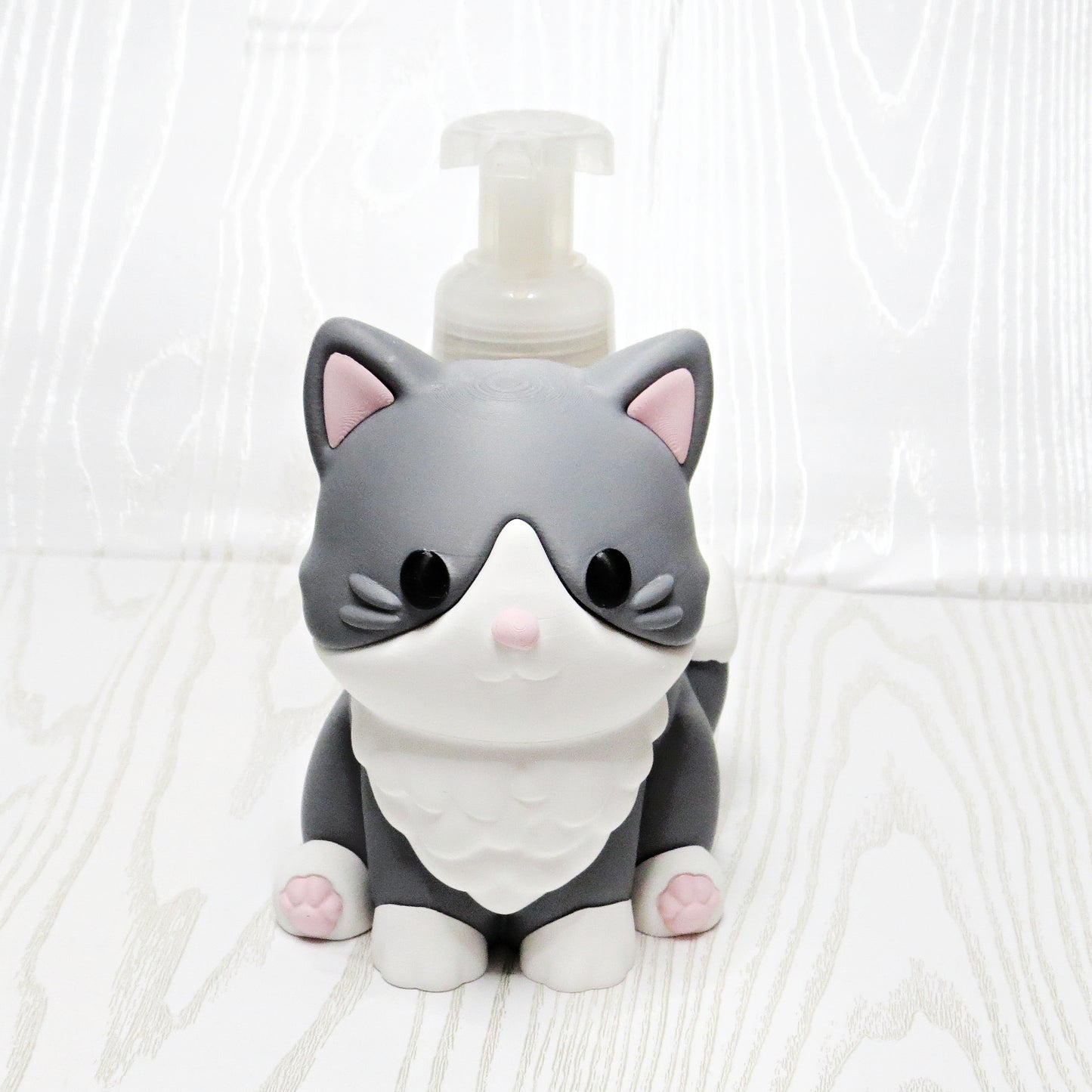 Cat Foaming Soap Holder - Cute Kitty Bathroom Decor - side angle showing product shape