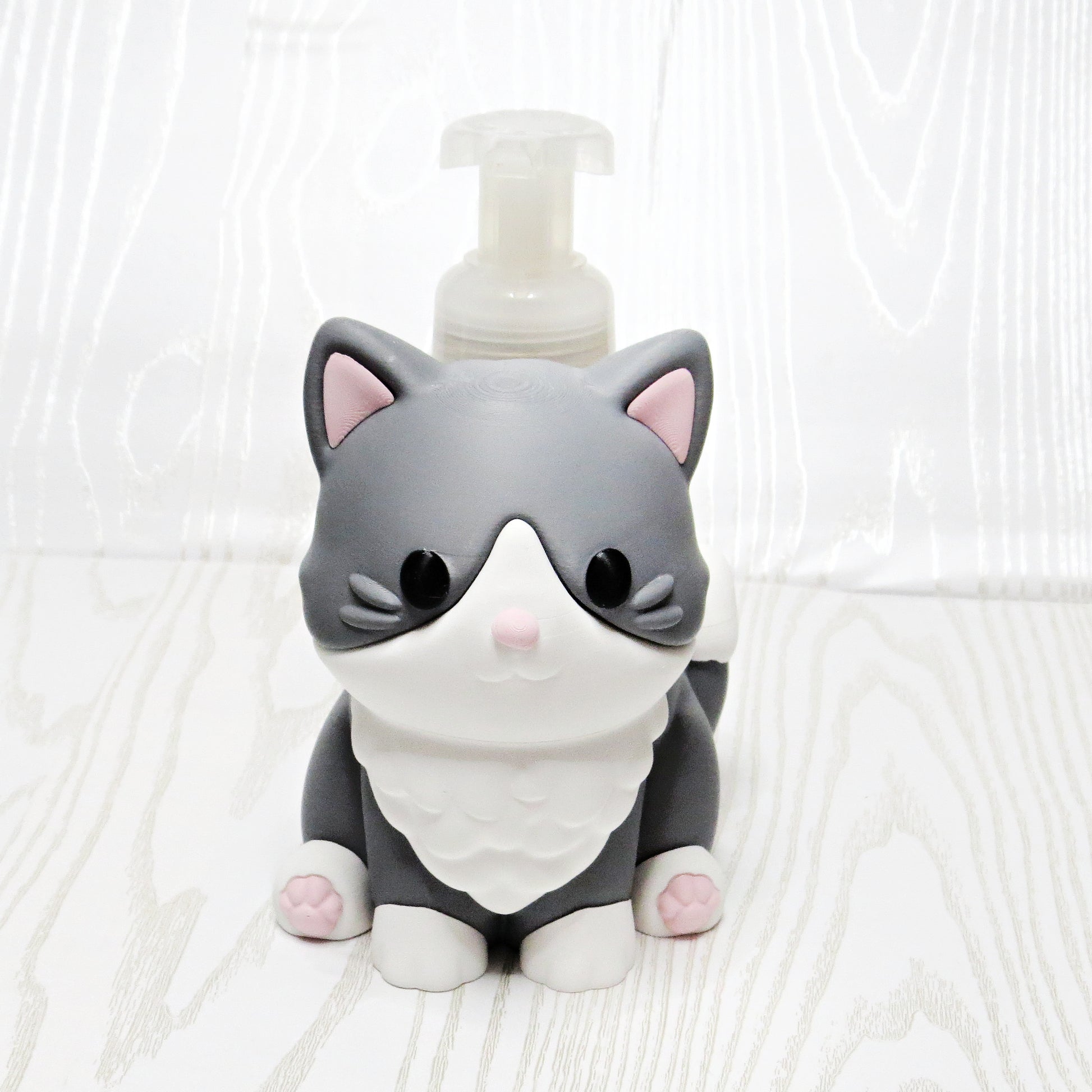 Cat Foaming Soap Holder - Cute Kitty Bathroom Decor - side angle showing product shape