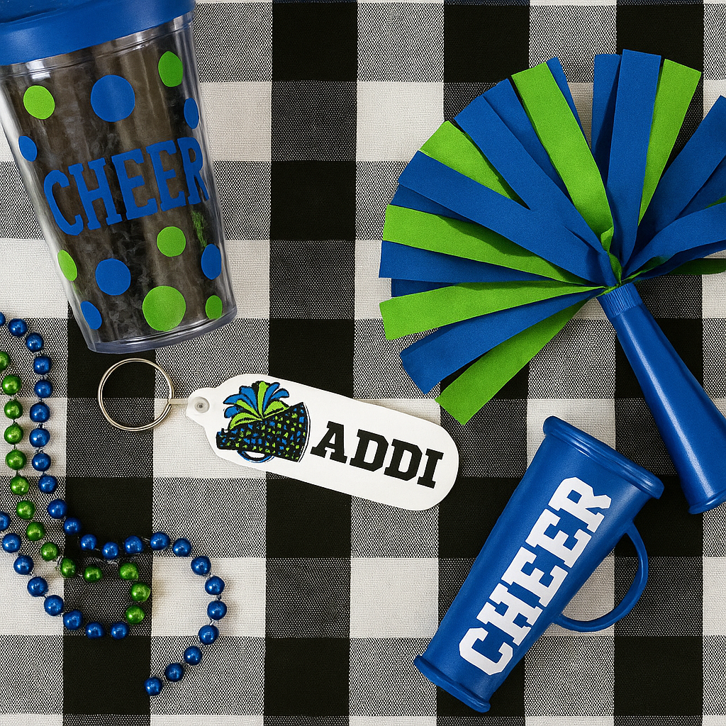 Personalized Cheerleader Keychain – Custom Name Megaphone Bag Tag