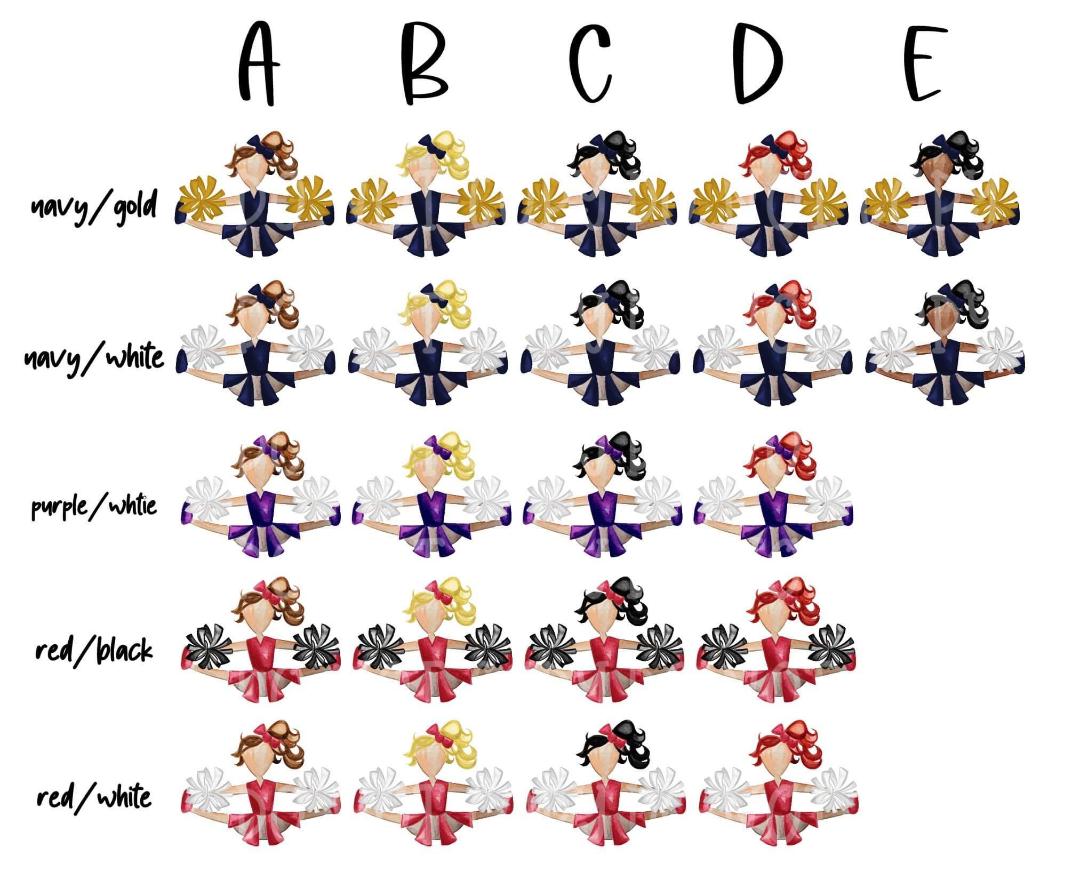 Custom Cheerleader Bag Tag with Name – Choose Hair and Team Colors – Personalized Cheerleader Backpack Charm