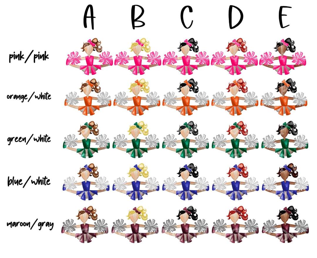 Custom Cheerleader Bag Tag with Name – Choose Hair and Team Colors – Personalized Cheerleader Backpack Charm