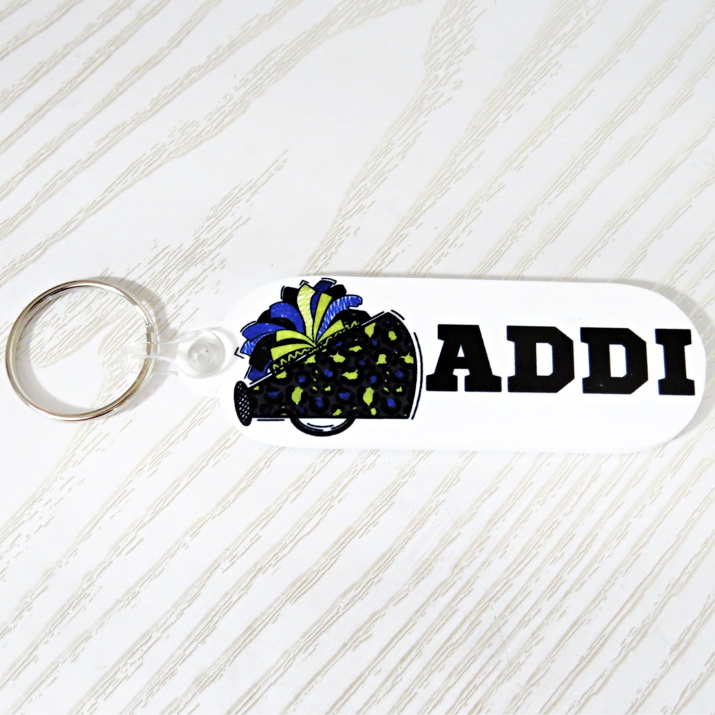 Personalized Cheerleader Keychain – Custom Name Megaphone Bag Tag