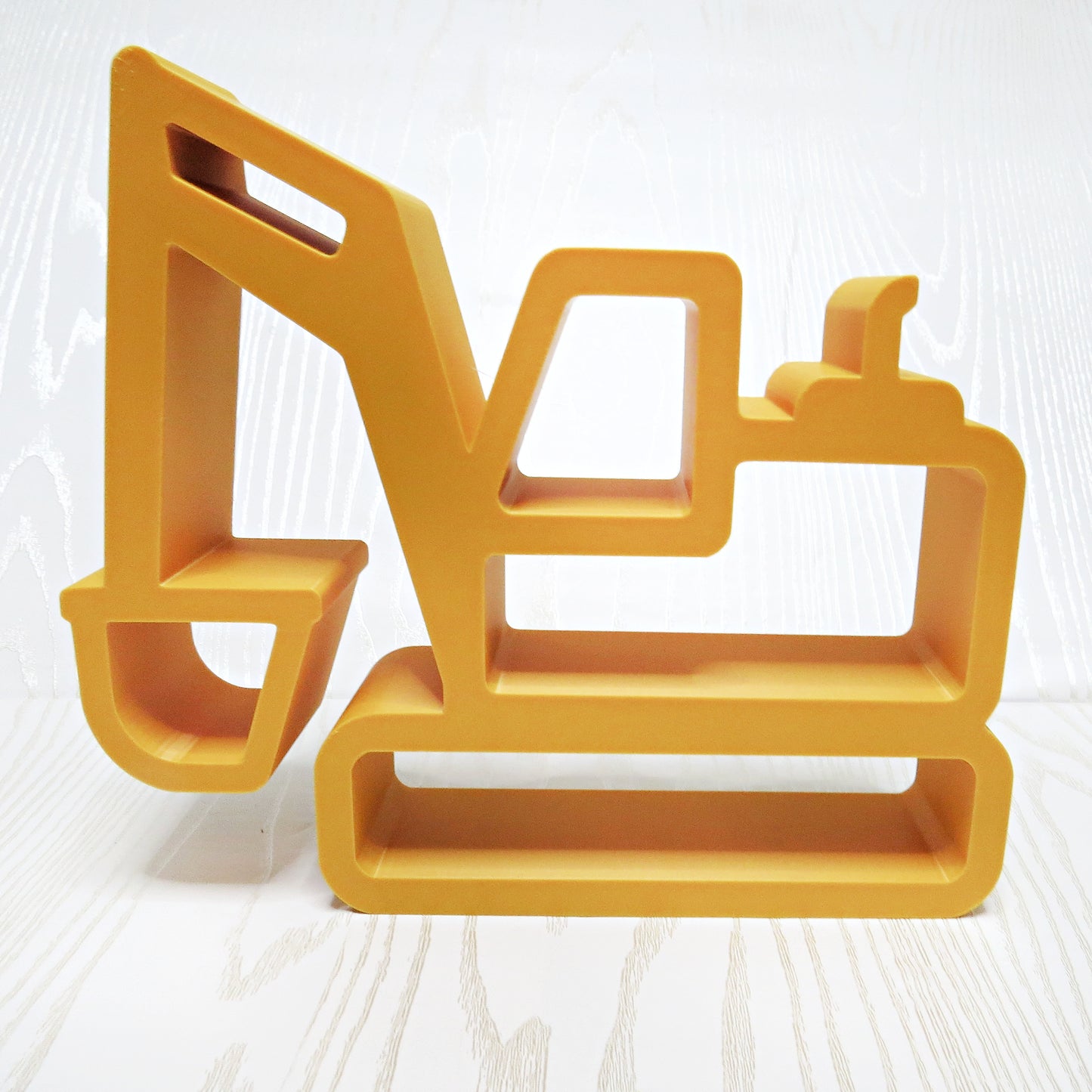 yellow-3d-printed-construction-excavator-digger-open-frame-trinket-shelf-kids-room-playroom-decor
