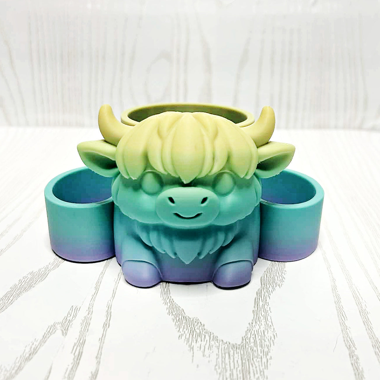 Pastel Highland Cow Desk Organizer - alternate angle view