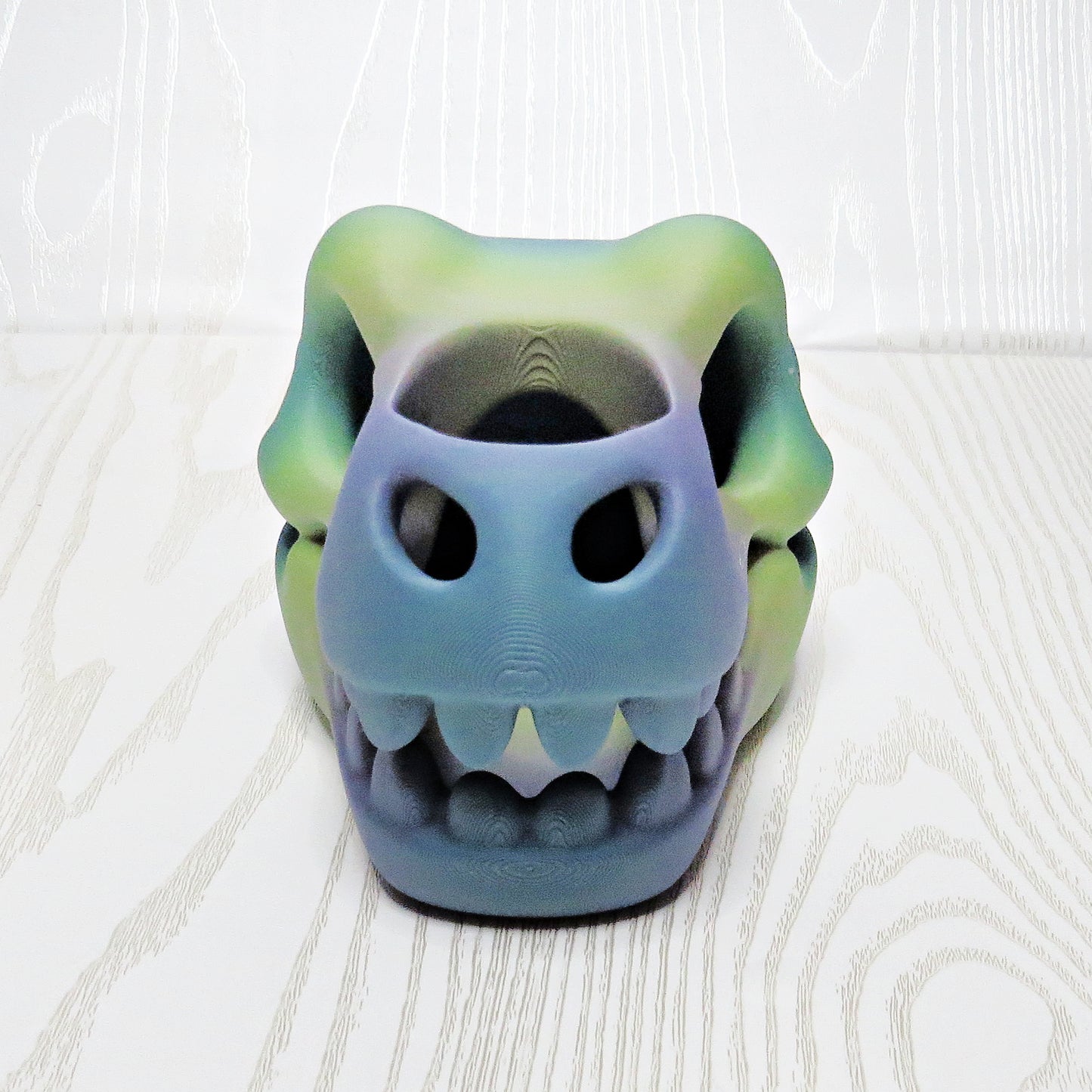 Dinosaur Skull Toothbrush & Toothpaste Holder - Fun Kids Bathroom Organizer - close-up design detail