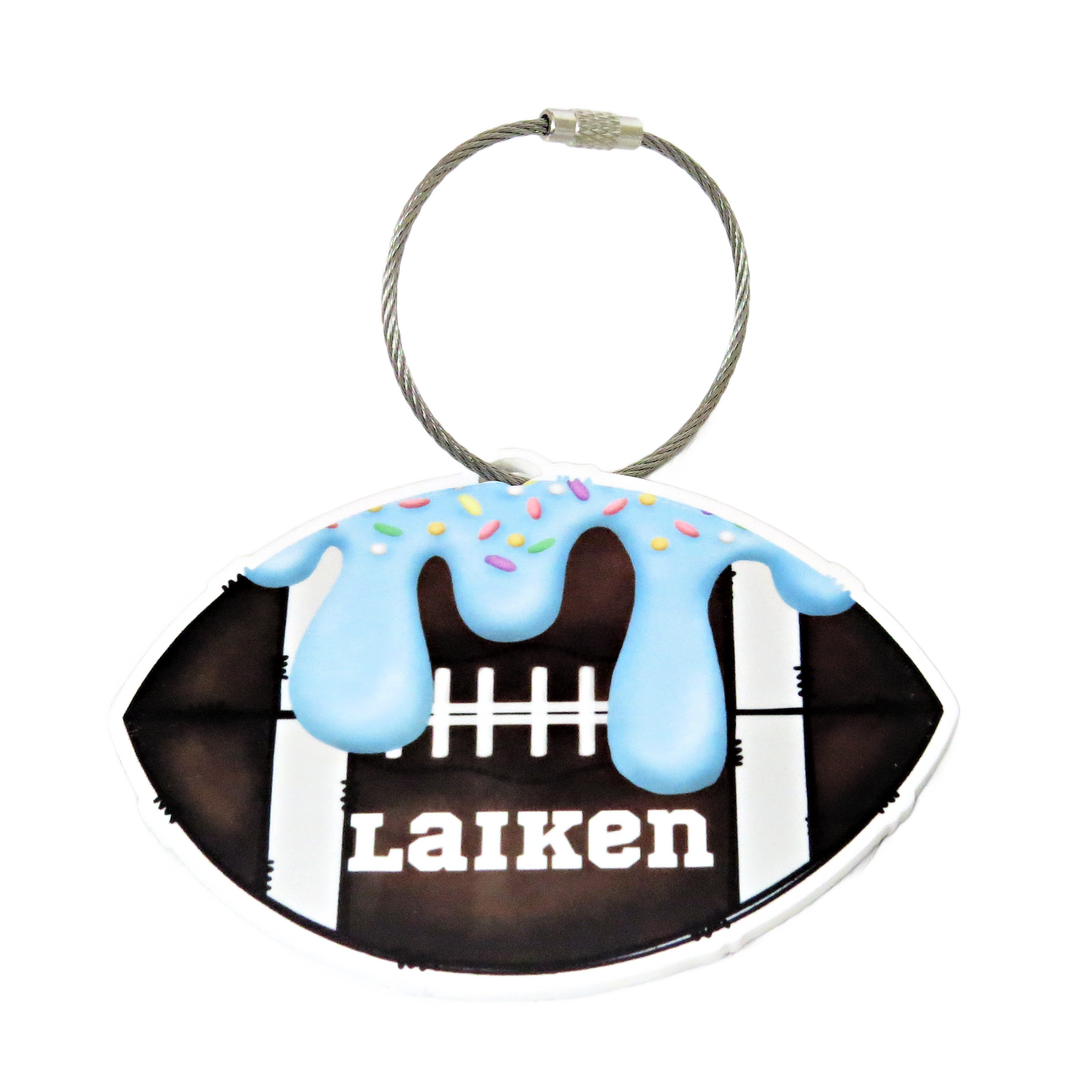 Personalized Football Drip Bag Tag with Name for Backpack Sports - Kids Ice Cream with Sprinkles Acrylic ID