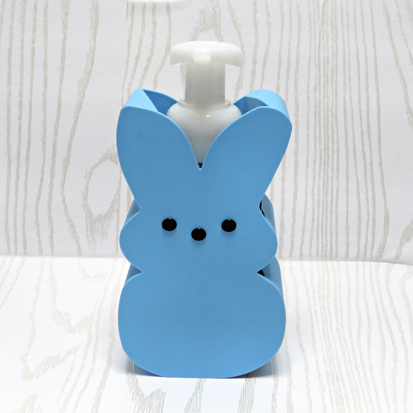 blue-bunny-soap-holder-foaming-pump-stand-easter-bathroom-decor-3d-printed-rabbit-sink-accessory