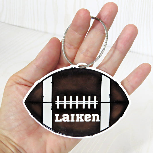 Custom Football Name Bag Tag – Personalized Sports Backpack Tag for Kids
