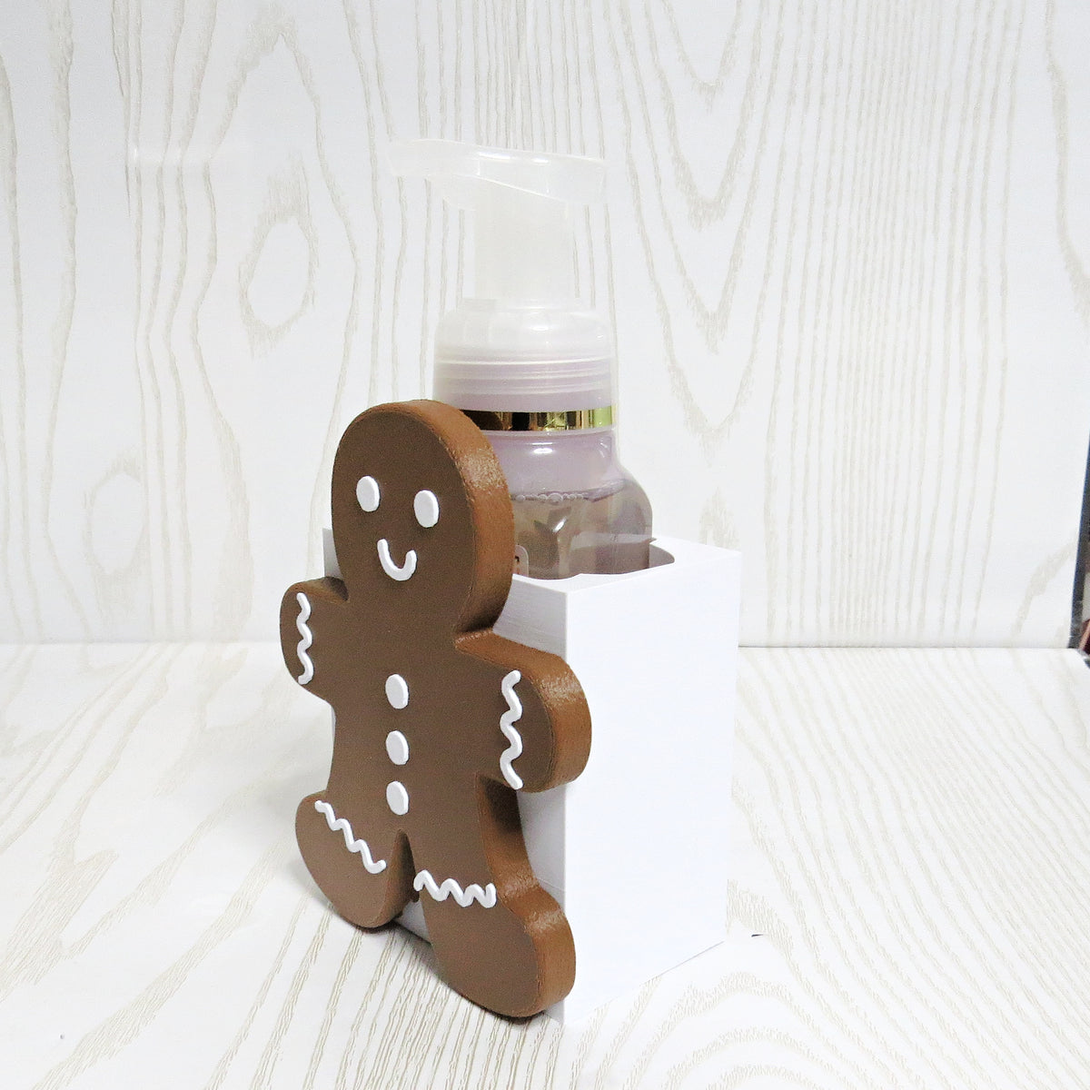 Gingerbread Man Foaming Soap Holder — Christmas Bathroom Decor for BBW Bottles