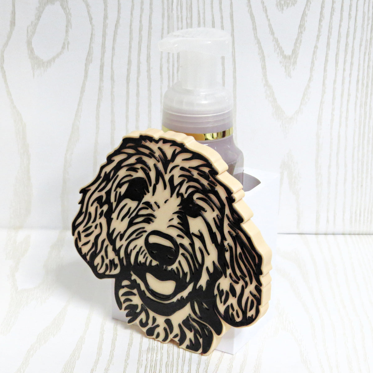 Goldendoodle Foaming Soap Holder — Dog Breed Bathroom Decor for BBW Bottles