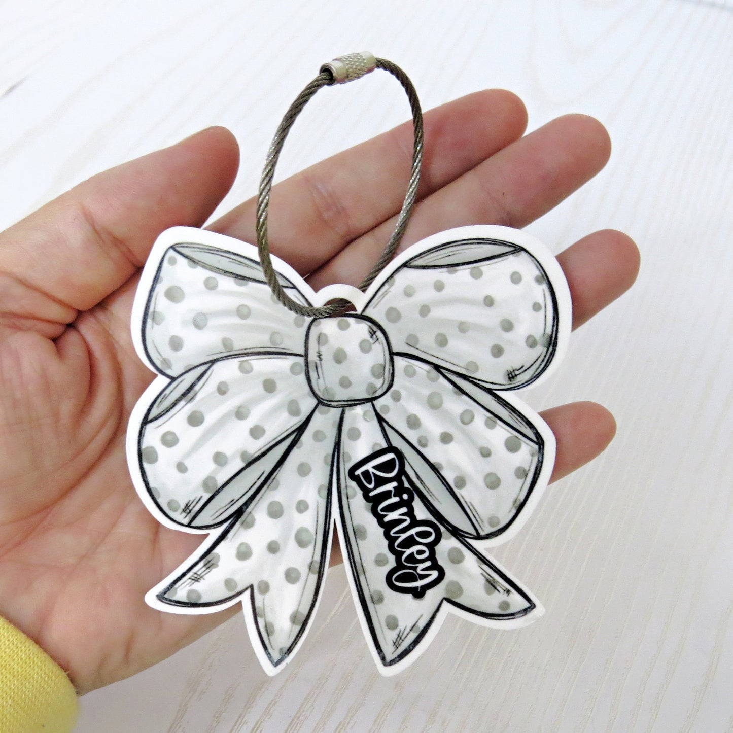Personalized Golf Ball Bow Bag Tag with Name for Backpack Sports Bag - Custom Kids Acrylic ID - Game Day Gift