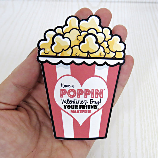 Kenzie's Boutique Handmade Personalized Have a Poppin Valentines Day Card - Popcorn Unique Gift for Kids School Classroom - Just Add Greeting Cards - Gift for Him Her Boy Girl Note Toddler