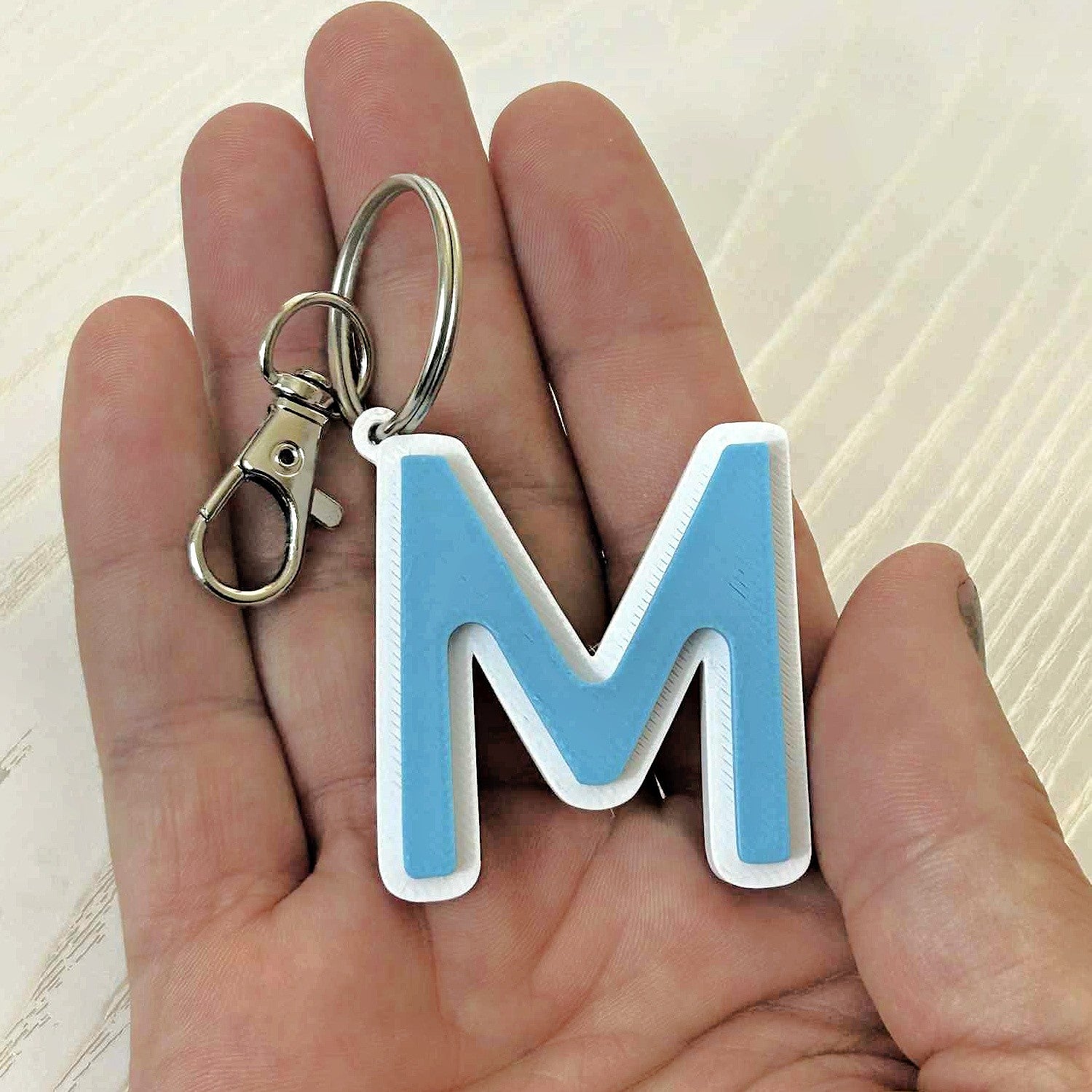 3D Personalized Initial Keychain - Custom Letter Keyring Gift - back side view