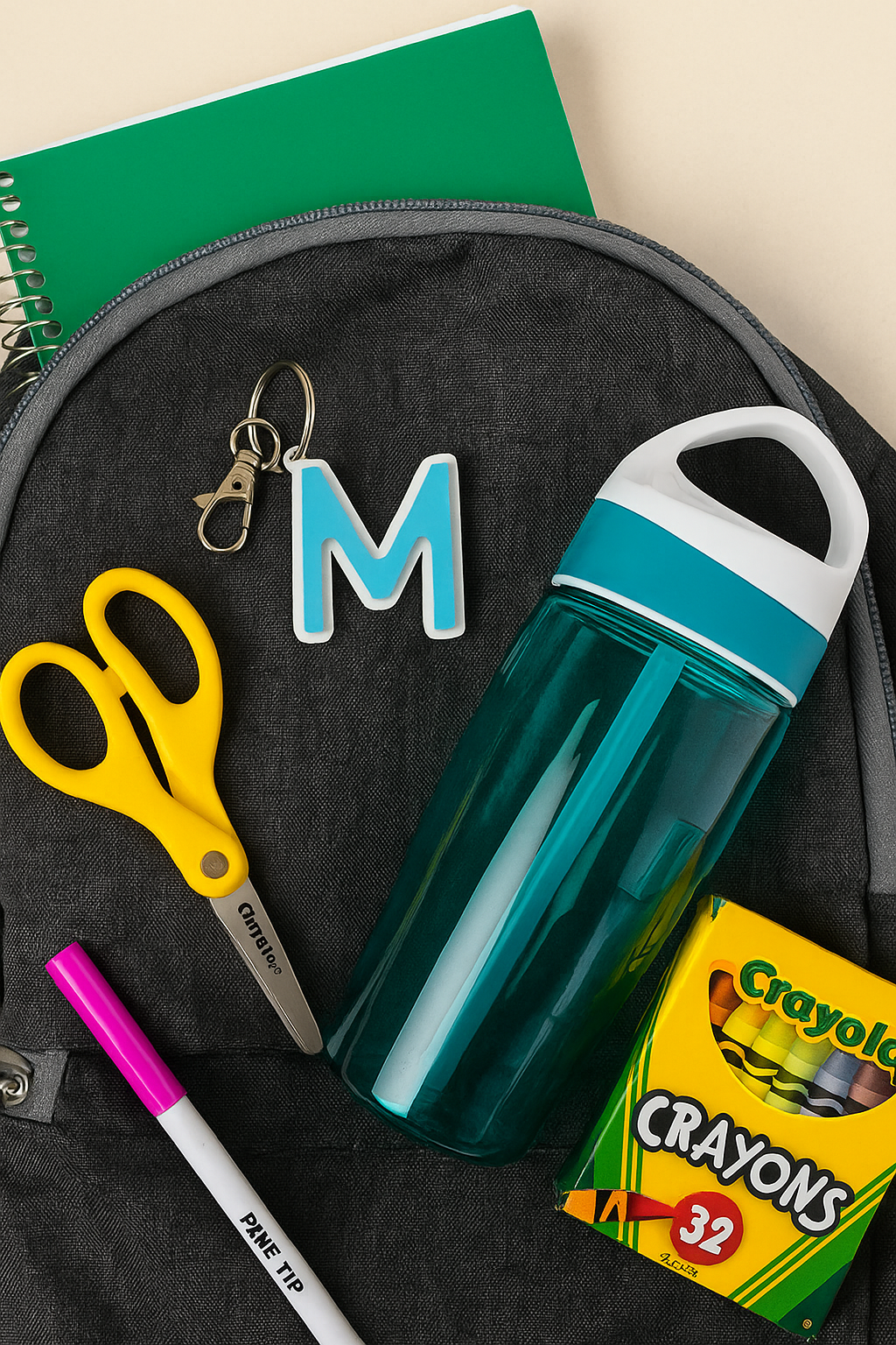 3D Personalized Initial Keychain - Custom Letter Keyring Gift - close-up of design detail