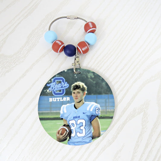 Olentangy Berlin Bears Personalized Sports Mom Bag Tag with Name for Purse Backpack Sports Bag - Custom Kids Picture Acrylic ID