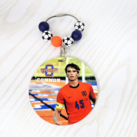 Olentangy Orange Personalized Sports Mom Bag Tag with Name for Purse Backpack Sports Bag - Custom Kids Picture Acrylic ID
