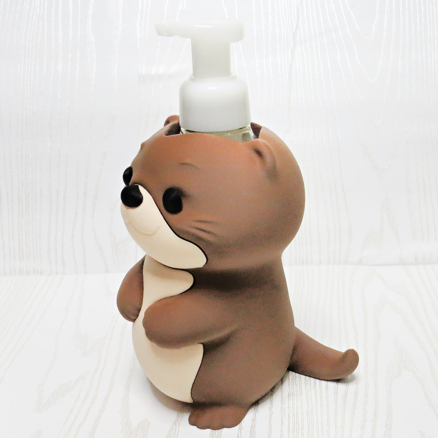 Otter Foaming Soap Holder - Woodland Farmhouse Bathroom Decor - Cute Animal Countertop Organizer for Kitchen Sink and Bath Accessories