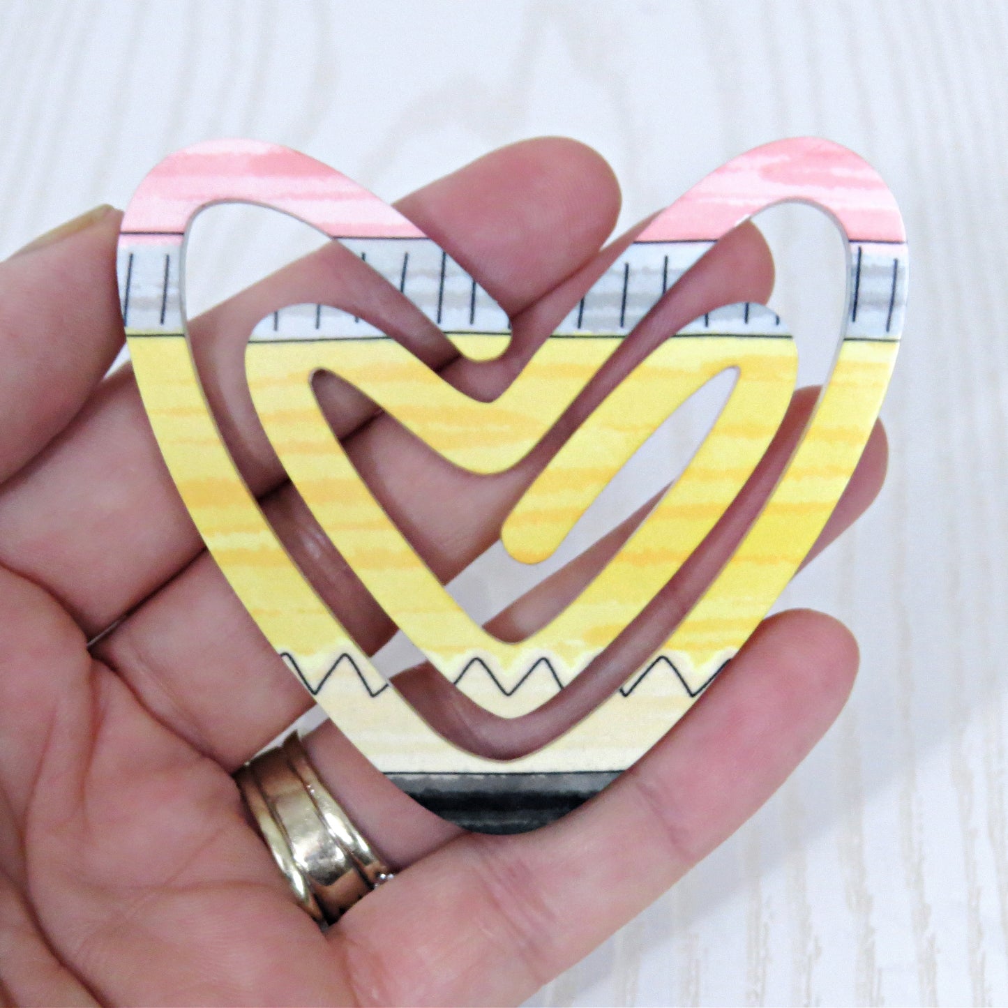 Kenzie's Boutique Handmade Teacher Personalized Oversized Heart Paperclip - Pencil Themed Back to School Gift - Kids Supplies - Appreciation from Student Custom White - Must Haves Essentials for Classroom