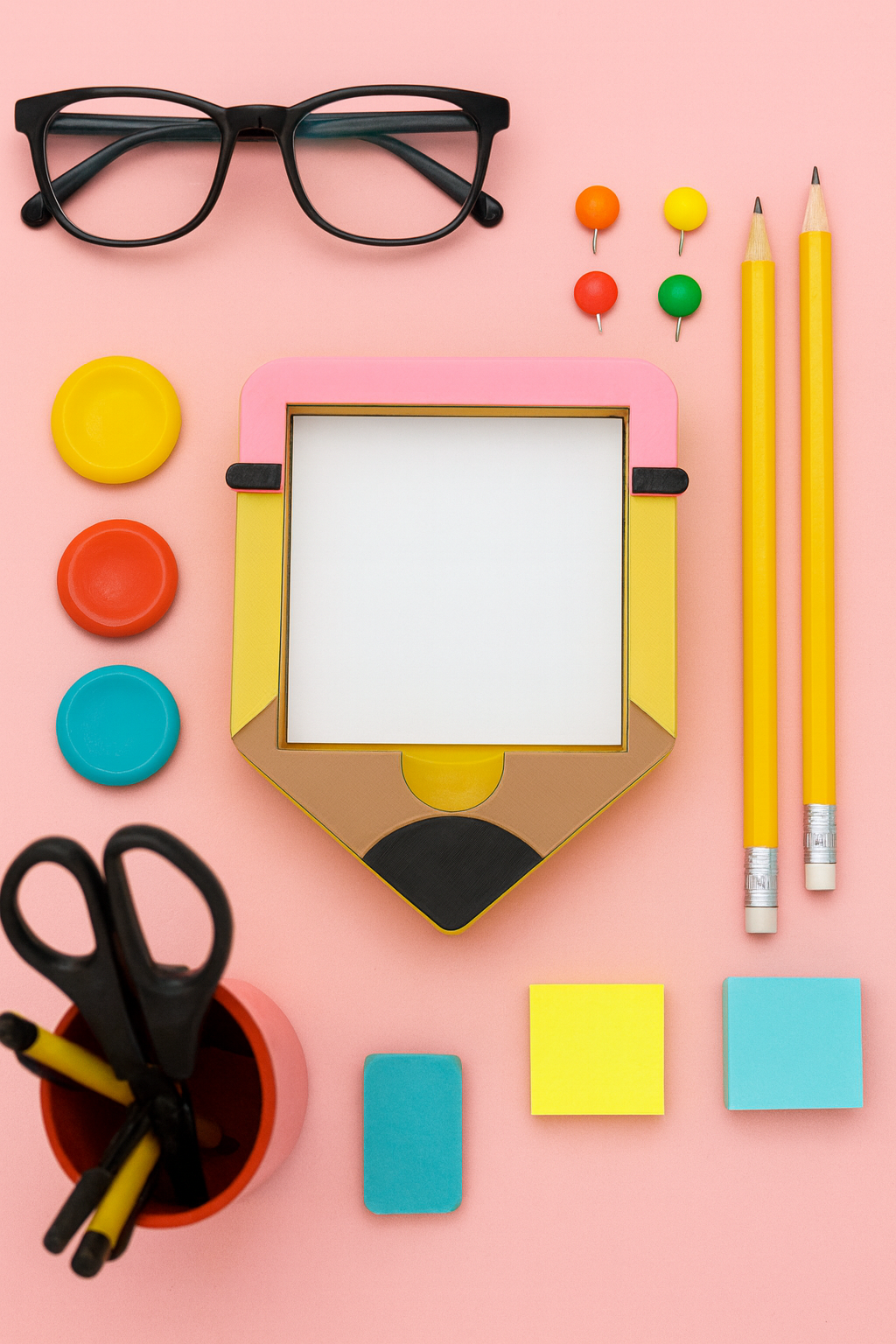 Pencil Sticky Note Holder - Cute Teacher Desk Accessory - close-up design detail